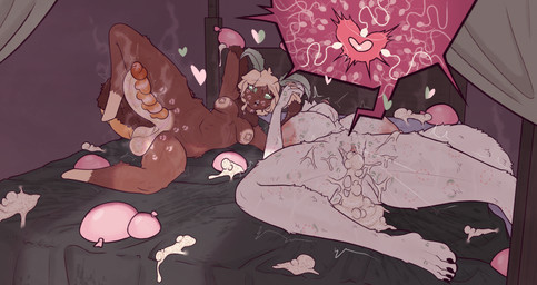 after_orgasm after_sex ahegao ambiguous_gender anthro areola bedroom bedroom_sex big_breasts bite_mark bodily_fluids breasts condom cum cum_in_ass cum_in_vagina cum_inside duo ejaculation female female/female filled_condom fluffy fluffy_tail genital_fluids genitals head_back kiss_mark lipstick lipstick_on_body lipstick_on_face lipstick_on_penis lipstick_ring looking_pleasured makeup male mature_female nipples orgasm orgasm_face penis puffy_areola puffy_nipples rough_sex scratch_mark scratches sex sexual_barrier_device tail tongue tongue_out vaginal_fluids vaginal_squirting x-ray_view champaanimation linda_(champaanimation) arthropod felid feline insect lepidopteran mammal moth absurd_res hi_res trans_(lore) trans_woman_(lore)