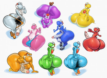 balls big_butt bodily_fluids body_hair butt butt_hair chest_hair clothing femboy footwear footwear_only genitals hairy hand_on_butt hands_on_ground huge_butt humanoid_genitalia humanoid_penis long_penis looking_back lying male mostly_nude nude on_front penis pubes shoes shoes_only sweat sweatdrop sweaty_butt thong underwear vein veiny_penis lotolotl mario_bros mario_kart_world nintendo blue_yoshi cyan_yoshi green_yoshi orange_yoshi pink_yoshi purple_yoshi red_yoshi white_yoshi yellow_yoshi yoshi hi_res