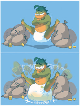 anthro bodily_noises clothed clothing currency_symbol diaper diaper_only dollar_sign fart feces male money money_bag pooping smile soiled_diaper soiling soiling_diaper solo symbol topless unclean_diaper used_diaper using_diaper wearing_diaper poofypludo dreamworks the_bad_guys mr._piranha_(the_bad_guys) aquatic characiform fish piranha_(fish) serrasalmid digital_media_(artwork) hi_res