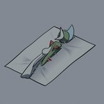 anthro glue glue_trap green_body humor male solo trap_(contrivance) trapped white_body diviously dying_in_a_glue_trap nintendo pokemon gallade generation_4_pokemon pokemon_(species) 1:1 hi_res meme