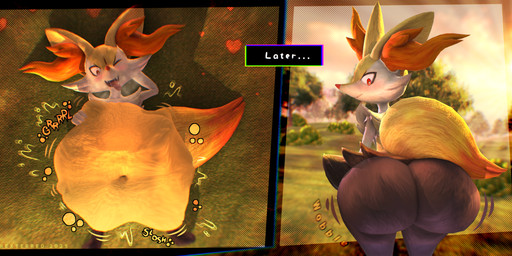 abdominal_bulge ambiguous_gender ambiguous_prey anthro belly big_belly big_butt big_ears black_body black_fur blush bodily_fluids bottomwear breath butt butt_expansion cheek_tuft chest_tuft clothing digestion dipstick_tail expansion facial_tuft fangs fatal_vore female fur huge_belly huge_butt hyper hyper_belly inner_ear_fluff looking_back looking_pleasured lying markings multicolored_body multicolored_fur navel on_back one_eye_closed onomatopoeia open_mouth outside overweight overweight_ambiguous overweight_anthro pointy_nose post_digestion presenting presenting_hindquarters pseudo_clothing rear_view red_body red_eyes red_fur red_nose saliva skirt slosh sloshing_belly smile solo sound_effects steamy_breath struggling struggling_prey tail tail_markings teeth text time_skip tongue tongue_out tuft vore weight_gain white_body white_fur wobble_(sound_effect) wobbling_butt yellow_body yellow_fur rexterred nintendo pokemon braixen generation_6_pokemon pokemon_(species) 2025 3d_(artwork) digital_drawing_(artwork) digital_media_(artwork) hi_res female_(lore)