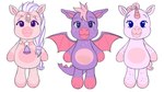 :3 ambiguous_gender anthro anthrofied bell bell_collar collar eyelashes group horn mane membrane_(anatomy) membranous_wings pink_body purple_body tail toony trio unicorn_horn wings soremsart barbie_(animated_film_series) barbie_(doll) barbie_and_the_magic_of_pegasus barbie_as_rapunzel barbie_of_swan_lake mattel mythology lila_(barbie) penelope_(barbie) princess_brietta_(barbie) dragon equid equine horse mammal mythological_creature mythological_equine mythological_scalie scalie unicorn absurd_res cool_colors crossover hi_res pink_theme