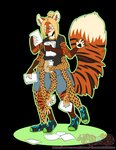 4_legs 9_arms anthro blonde_hair blue_eyes crotch_arms eyewear female glasses hair multi_arm multi_leg multi_limb multifur solo unusual_anatomy farorenightclaw may_abbagail canid canine cheetah felid feline fox hybrid mammal pantherine tiger alpha_channel