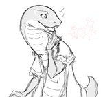 anthro biped cloak clothing duo fangs female hand_holding scales simple_background teeth white_background iriedono elden_ring fromsoftware zorayas human mammal manserpent reptile scalie snake 2022 digital_media_(artwork) partially_colored sketch