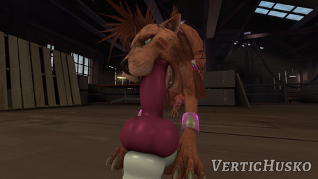 all_fours chain cuff_(restraint) dildo ear_piercing ear_ring facial_markings fellatio feral genitals head_markings knot knotted_dildo knotted_penis lamp male markings oral penile penis piercing restraints ring_piercing sex sex_toy skylight solo tapering_penis tongue tongue_out tongue_out_fellatio window wood_pallet wrist_cuffs vertichusko mishuyuu_(modeler) final_fantasy final_fantasy_vii square_enix xnalara_(software) red_xiii canid felid mammal 16:9 3d_(artwork) digital_media_(artwork) source_filmmaker_(artwork) widescreen