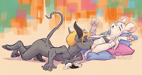 accessory anthro balls belly_nipples black_sclera blush bodily_fluids bottomless breasts clothed clothing cunnilingus duo eyes_closed feet female fur furgonomics genital_fluids genitals green_eyes hair jewelry knot legs_up lying male on_back oral partially_clothed penis precum raised_leg ring sex small_breasts tail tail_accessory tail_jewelry tail_ring translucent translucent_clothing translucent_topwear vaginal vulva white_body white_fur animancer final_fantasy final_fantasy_ix square_enix issah_wywin luck_(animancer) burmecian dipodid jerboa mammal murid murine rat rodent 2025 absurd_res hi_res shaded