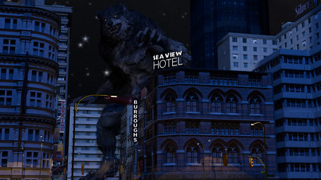 anthro big_penis black_body black_fur city extreme_size_difference fur genitals larger_male macro male male/male micro nude paws penis size_difference solo text eragon_fn mythology canid canine mammal mythological_canine mythological_creature werecanid werecanine werecreature werewolf 16:9 absurd_res english_text hi_res widescreen