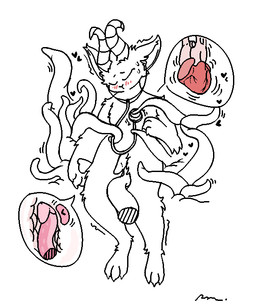 anal anal_penetration anthro blush cardiophilia claws fluffy genitals heart_(marking) heart_(organ) heart_symbol heartbeat horn looking_pleasured male markings medical_instrument organs paws penetration penis prostate_stimulation scientific_instrument sex solo stethoscope tentacle_sex tentacles toe_claws x-ray_view wafas felid mammal hi_res monochrome signature