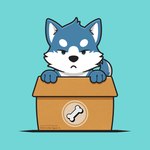 anthro black_outline blue_background blue_body blue_fur bone bone_print box cardboard cardboard_box container cyan_background front_view fur in_box in_container inside_box looking_at_viewer male outline simple_background solo teal_eyes white_body white_fur littlehyper canid canine canis mammal wolf 1:1 hi_res
