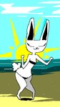 anthro beach black_bra black_clothing black_panties black_underwear bra clothed clothed_anthro clothed_female clothing detailed_background eyes_closed female fur panties sand smile solo sun underwear white_body white_fur naircat lagomorph leporid mammal rabbit 2012 aliasing digital_media_(artwork) microsoft_paint_(artwork)