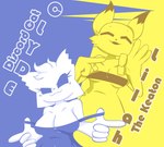 anthro blue_body blue_fur breasts clothing duo female fur gesture simple_background smug suggestive suggestive_gesture text undressing yellow_body yellow_fur mrbreadmcman discord_(app) clyde_(discord) canid canine felid fox keaton_(tloz) mammal absurd_res hi_res