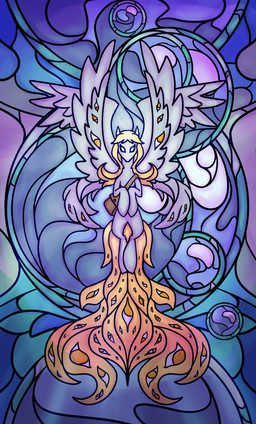 bag blonde_hair female feral fur grey_body grey_fur hair long_tail messenger_bag multi_eye no_pupils solo stained_glass tail wings rocket-lawnchair friendship_is_magic hasbro my_little_pony mythology derpy_hooves_(mlp) biblically_accurate_angel equid equine mammal mythological_creature mythological_equine pegasus 2024 absurd_res digital_media_(artwork) hi_res