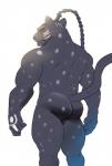 anthro butt looking_at_viewer male muscular muscular_anthro muscular_male rear_view simple_background solo white_background seitora bandai_namco tales_of_(series) tales_of_rebirth eugene_gallardo felid mammal pantherine hi_res