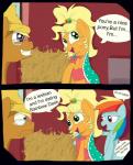 2014 alternate_hairstyle applealba applejack_(mlp) blonde_hair blue_fur brown_fur clothed clothing comic dress english_text equine eyewear female freckles friendship_is_magic fur glasses green_eyes hair hat hay horse lesbian male mammal multi-colored_hair my_little_pony orange_fur pegasus pony purple_eyes rainbow_dash_(mlp) rainbow_hair smile text trenderhoof_(mlp) wings
Rating: Safe
Score: 13
User: anthroking
Date: February 12, 2014