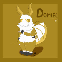 4_arms antennae_(anatomy) anthro arthropod_abdomen directional_arrow featureless_crotch fur male multi_arm multi_limb navel smile solo standing text white_body white_fur yellow_body yellow_eyes yellow_fur domiel domiel_(character) arthropod insect lepidopteran moth 1:1 character_name english_text hi_res model_sheet