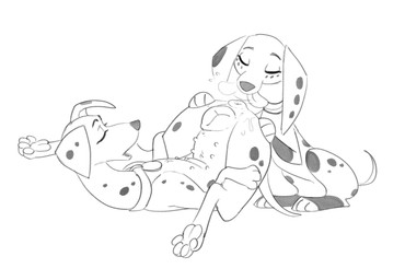 animal_genitalia animal_vulva canine_genitalia canine_vulva duo female feral genitals vulva halbean 101_dalmatian_street 101_dalmatians disney dolly_(101_dalmatians) perdita canid canine canis dalmatian domestic_dog mammal hi_res