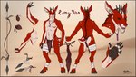 absurd_res anthro bottomwear canid canine cervine claws clothed clothing dagger deer digital_drawing_(artwork) digital_media_(artwork) fur hi_res hooves hybrid jewelry loincloth male mammal melee_weapon model_sheet necklace polearm rongyao rongyao_(artist) simple_background solo spear standing tribal tribal_outfit weapon