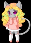 :3 anthro blonde_hair chibi clothed clothing eyebrows eyelashes female glistening glistening_eyes grey_hair hair heart_catchlight heart_eyes heart_pupils heart_symbol legwear long_hair pink_nose pupils purple_eyes solo stockings sweater topwear sheeps_(artist) dusk_(xhyra) felid lion mammal pantherine alpha_channel