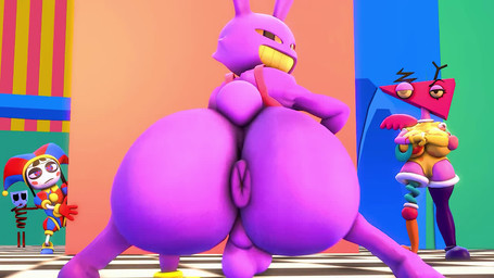 anthro anus ass_clapping backsack balls big_butt bouncing_balls bouncing_butt butt butt_focus female genitals group looking_back looking_pleasured male male_focus mask music shaking shaking_butt solo_focus twerking shinyagaia sound_warning glitch_productions the_amazing_digital_circus gangle_(tadc) jax_(tadc) pomni_(tadc) zooble_(tadc) animate_inanimate humanoid lagomorph leporid living_mask living_toy mammal rabbit 16:9 2026 3d_(artwork) 3d_animation animated digital_media_(artwork) high_framerate short_playtime sound source_filmmaker_(artwork) video widescreen nonbinary_(lore)