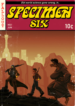 anthro big_breasts big_tail breasts cloak clothing duster_coat female glowing glowing_eyes group gun horn huge_breasts las_vegas male mountain pip-boy ranged_weapon rifle rifle_sling sky tail text trio walking weapon gamesfan fallout microsoft the_courier_(fallout) deathclaw human mammal scalie absurd_res cover cover_art cover_page digital_media_(artwork) hi_res