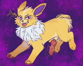 animal_genitalia animal_penis blush canine_genitalia canine_penis chibi confident electricity electrogenesis electrostimulation feral genitals knot knot_root looking_at_viewer male penis sassy sheath simple_background solo tongue tongue_out conditional_dnp makinglemonade nintendo pokemon eeveelution generation_1_pokemon jolteon pokemon_(species) 5:4 hi_res