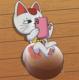 anthro clothed clothing diaper feces female lying on_back smile soiled_diaper soiling solo unclean_diaper used_diaper wearing_diaper merrit_(artist) dandadan turbo_granny_(dandadan) domestic_cat felid feline felis mammal digital_media_(artwork) hi_res