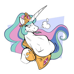 annoyed blue_hair crown feathers female fur gem gold_(metal) gold_jewelry gold_necklace green_hair hair headgear horn jewelry multicolored_hair neck_bulge necklace pink_hair predator/prey solo struggling swallowing unicorn_horn vore vore_obstruction white_body white_fur wings boot_(artist) friendship_is_magic hasbro my_little_pony mythology princess_celestia_(mlp) equid equine mammal mythological_creature mythological_equine winged_unicorn 2020