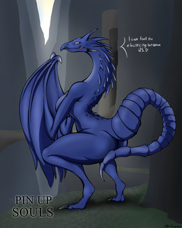 anthro biped blue_body blue_scales blush breasts butt claws crouching dialogue female heart_symbol horn looking_at_viewer looking_back nude outside raised_tail scales smile solo tail text thick_thighs toe_claws tongue tongue_out white_text winged_arms wings arttukorppu dark_souls fromsoftware mythology dragon mythological_creature mythological_scalie scalie 2020 4:5 absurd_res digital_media_(artwork) english_text hi_res