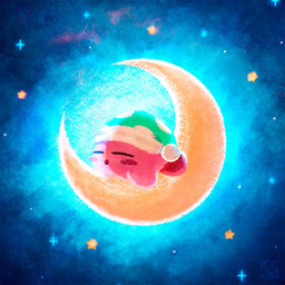 clothing crescent_moon eyes_closed featureless_arms featureless_feet feet green_clothing green_hat green_headwear green_nightcap hat headgear headwear light logo lying macro male moon nightcap noseless not_furry on_front outside pink_body pink_skin red_feet sleeping solo star terra_macro yves_barthez kirby_(series) nintendo kirby alien waddling_head 1:1 2021 adobe_photoshop_(artwork) artist_logo colored digital_drawing_(artwork) digital_media_(artwork) english_description hi_res lighting lineless shaded