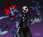 big_breasts breasts button_(fastener) duo female fingers green_eyes hair looking_at_viewer open_mouth puppet red_hair smile stretchy e4hargus five_nights_at_freddy's five_nights_at_freddy's_2 mob_entertainment poppy_playtime scottgames marionette_(fnaf) mommy_long_legs humanoid 2022 crossover digital_media_(artwork) hi_res