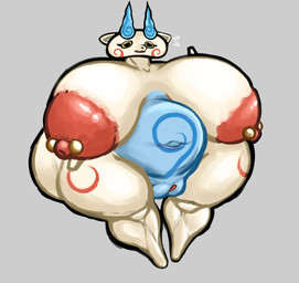anthro areola barbell_piercing belly big_areola big_breasts big_nipples blue_belly blue_fire breasts colored_fire crossgender eyelashes female fire genitals half-closed_eyes huge_areola huge_breasts huge_nipples hyper hyper_areola hyper_nipples markings narrowed_eyes navel nipple_dip nipple_piercing nipples nude overweight piercing simple_background solo standing thick_thighs vulva white_body wide_hips worried gatofashado asian_mythology east_asian_mythology japanese_mythology level-5 mythology yo-kai_watch komasan canid canine foo_dog komainu mammal spirit yokai absurd_res full-length_portrait hi_res portrait