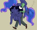 big_butt big_teats butt carrying_another duo female feral huge_butt male sleeping teats crazy_water friendship_is_magic hasbro my_little_pony anon princess_luna_(mlp) equid equine human mammal