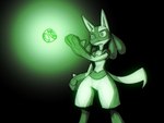 ambiguous_gender anthro glowing green_light green_lighting reaching_for_object ring simple_background solo bigdad green_lantern_(series) nintendo pokemon canid canine generation_4_pokemon lucario mammal pokemon_(species) crossover