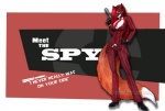 anthro big_breasts boots breasts cleavage clock clothed clothing female footwear gloves gun hair handgun handwear high_heeled_boots high_heels mask necktie ranged_weapon red_hair revolver shoes solo suit tail text watch weapon vani-fox team_fortress_2 valve spy_(team_fortress_2) vani-fox_(character) canid canine fox mammal english_text