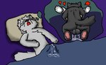 anthro balls balls_outline bed black_body black_fur black_tail bodily_fluids bulge clothing cum detailed_bulge dream duo ejaculation from_front_position fur furniture genital_fluids genital_outline genitals grey_body grey_fur grey_tail hair hearts_around_body leaking_precum male male/male mating_press pawpads paws precum precum_squirt precum_through_clothing saggy_balls sex sex_dream sleeping solo tail wet wet_clothing wet_dream leo_mizusaki changed_(video_game) leo_mizusaki_(mybrokenlife) puro_(changed) canid canine canis mammal wolf low_res