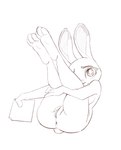 3_toes anthro anus breasts butt eyebrows feet female genitals legs_up long_ears looking_at_viewer nude pussy simple_background solo tail toes white_background bl394 disney zootopia judy_hopps lagomorph leporid mammal rabbit absurd_res digital_drawing_(artwork) digital_media_(artwork) hi_res monochrome