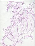 2012 anthro anthrofied arm_tuft avian beak breasts butt eyes_closed feathered_wings feathers feet female friendship_is_magic gilda_(mlp) gryphon hasbro king-cheetah monochrome my_little_pony mythological_avian mythological_creature mythology nipples open_beak open_mouth purple_and_white shoulder_tuft side_boob sketch solo tail tail_tuft talons toes tongue tongue_out traditional_media_(artwork) tuft wings