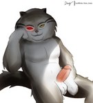 anthro banzou erection genitals looking_at_viewer male penis posed red_eyes solo villainous diam_snow duck_duck_goose domestic_cat felid feline felis mammal