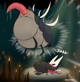 ass_up big_penis bound female feral from_front_position genitals huge_penis imminent_bestiality imminent_sex lying male male/female missionary_position on_back penis sex size_difference tapering_penis mouse_kenny hollow_knight:_silksong hollow_knight_(franchise) team_cherry hornet_(hollow_knight) arthropod humanoid insect monster savage_beastfly unknown_species digital_media_(artwork) hi_res