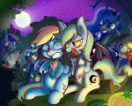 2013 bat_wings blonde_hair blue_hair cutie_mark equine eye_patch eyewear fangs female feral friendship_is_magic glass hair hi_res horn horse jar juice log long_hair moon multi-colored_hair my_little_pony night open_mouth pegasus pony princess_luna_(mlp) pumpkin purple_eyes rainbow_dash_(mlp) rainbow_hair renokim scared slit_pupils smile teal_eyes winged_unicorn wings wood yellow_eyes
Rating: Safe
Score: 17
User: Somepony
Date: October 30, 2013