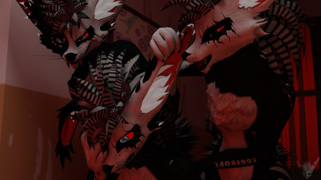 anthro hair looking_at_viewer male pose posing_for_picture solo tattoo womb_tattoo pokrik mythology pokrik_(pokrik_hellhound) canid canid_demon canine demon hellhound mammal mythological_canine mythological_creature rexouium 16:9 3d_(artwork) blender_(artwork) digital_media_(artwork) hi_res widescreen
