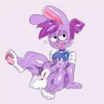 anatomically_inaccurate anatomically_inaccurate_pawpads anthro anus biped feet female fur genitals hair half-closed_eyes hindpaw looking_at_viewer multi_nipple narrowed_eyes nipples pawpads paws presenting purple_body purple_fur purple_hair pussy smile solo white_body white_fur wetcircuits cartoon_network ok_k.o.!_let's_be_heroes bunny_enid enid_(ok_k.o.!_lbh) lagomorph leporid mammal rabbit werecreature 1:1