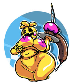 anthro areola beakless big_breasts big_penis bodily_fluids breasts duo female foreskin genital_fluids genitals grin huge_penis machine male nipples nude nude_female penis pink_nipples plate precum smile text thick_thighs vulva nsfwoaf five_nights_at_freddy's five_nights_at_freddy's_2 scottgames cupcake_(fnaf) toy_chica_(fnaf) animatronic avian bird chicken galliform phasianid robot 2025 digital_media_(artwork) english_description english_text