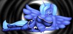 absurd_res anthro anthrofied arm_support big_breasts blue_eyes blue_fur blue_hair bra breasts cleavage clothed clothing cutie_mark detailed_background equine female friendship_is_magic fur hair hi_res horn horse huge_breasts lamiaaaa looking_at_viewer lying mammal moon my_little_pony navel on_side panties pony princess_luna_(mlp) seductive signature solo spread_wings stars stockings underwear winged_unicorn wings
Rating: Questionable
Score: 6
User: Jatix
Date: March 05, 2014