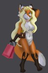 anthro ear_piercing ear_ring facial_piercing female handbag navel navel_piercing nipple_chain nipple_piercing nipples nude piercing ring_piercing shopping_bag simple_background solo surface_piercing wenqu0304 lynn_(wenqu0304) canid canine fox mammal absurd_res hi_res