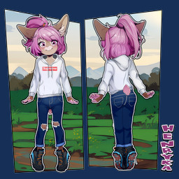 5_fingers accessory anthro blue_bottomwear blue_clothing blue_jeans blue_pants blush bottomwear clothed clothing cloud day denim denim_bottomwear denim_clothing drawstring drawstring_hoodie eyebrows eyelashes female field fingers footwear front_view fully_clothed fur grass hair hair_accessory hairclip humanoid_hands inner_ear_fluff jeans looking_at_viewer medium_hair mountain mountain_range multiple_angles outside pants plant plantigrade pointy_ears prick_ears rear_view shoes shrub sneakers solo standing text tiptoes tree tuft young young_anthro young_female ai_assisted ai_generated_background sicmop supreme henryka_(hendric) domestic_rabbit dwarf_rabbit lagomorph leporid mammal oryctolagus rabbit 1:1 2024 absurd_res alpha_channel digital_media_(artwork) english_text hi_res huge_filesize model_sheet