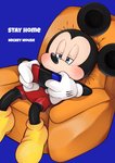 anthro blue_eyes chair clothing electronics footwear furniture game_console gaming gloves half-closed_eyes handwear male narrowed_eyes playing_video_game round_ears simple_background solo text sh_disney disney nintendo nintendo_switch mickey_mouse mammal mouse murid murine rodent 2020 english_text hi_res