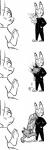 anthro birth blood bodily_fluids body_horror burstpreg clothing crazy_eyes facial_markings female flower gore group head_markings male markings nightmare_fuel plant scar simple_background smile suit what white_background wounded replytoanons disney zootopia jack_savage judy_hopps nick_wilde canid canine fox lagomorph leporid mammal rabbit red_fox true_fox 1:3 2016 black_and_white comic hi_res monochrome