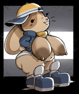 anthro areola backwards_cap backwards_hat big_breasts big_butt big_shoes breasts buckteeth butt clothing dot_eyes female footwear hat headgear headwear hoodie navel nipples panties shoes shortstack simple_eyes slightly_chubby slightly_chubby_anthro slightly_chubby_female solo teeth thick_thighs topwear underwear estebon89 how_to_be_cool peeb_(piemations) lagomorph leporid mammal rabbit hi_res