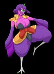 1_eye 1_horn big_breasts big_butt breasts butt cleavage clothed clothing feathered_wings feathers feet female green_eyes green_horn hair head_wings horn leotard lipstick makeup monoeye purple_body purple_hair purple_skin sharp_teeth short_hair solo talons teeth thick_thighs toes topwear unusual_wing_placement vest wide_hips winged_arms wings artistdex heketa_(deathwing_vt) horned_humanoid humanoid purple_people_eater winged_humanoid absurd_res alpha_channel hi_res